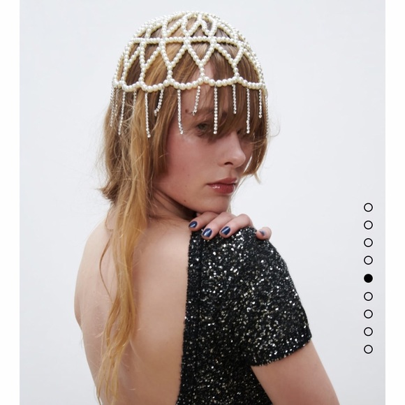 GORGEOUS ZARA NWT Jewel Pearl Cap - Picture 12 of 16